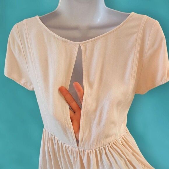 Talula Peach Empire Waist Short Sleeve Babydoll Tunic Dress Top Womens Small - Picture 4 of 9